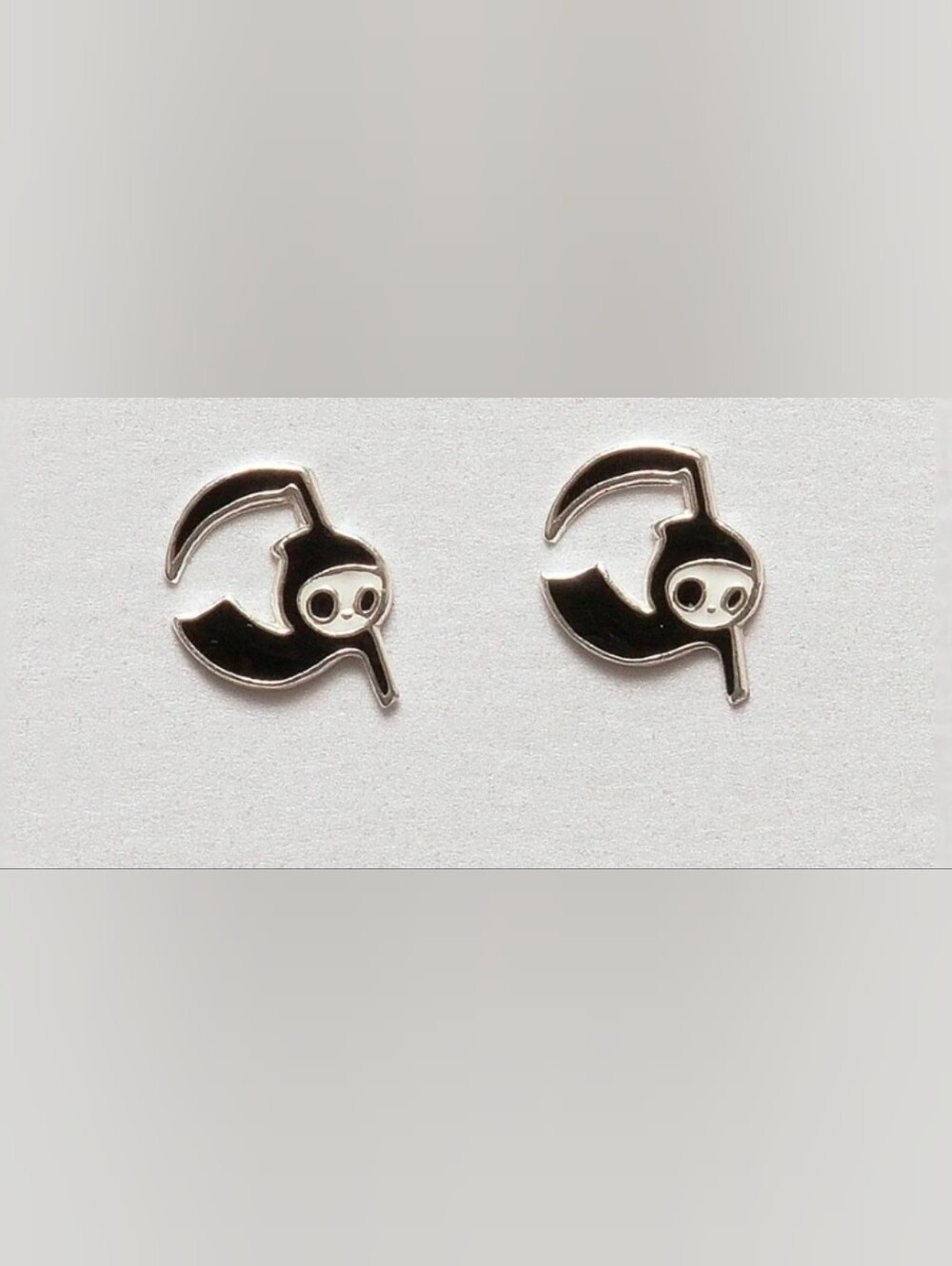 $8 Each Or Bundle 5/$20 Silver-tone Grim Reaper Stud Earrings